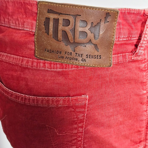 True Religion Geno Slim Straight Corduroy Pants Mens 40 Red - Picture 5 of 12